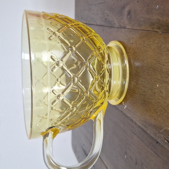 Yellow and Pink Footed Glass Teacups - Picture 3 of 6